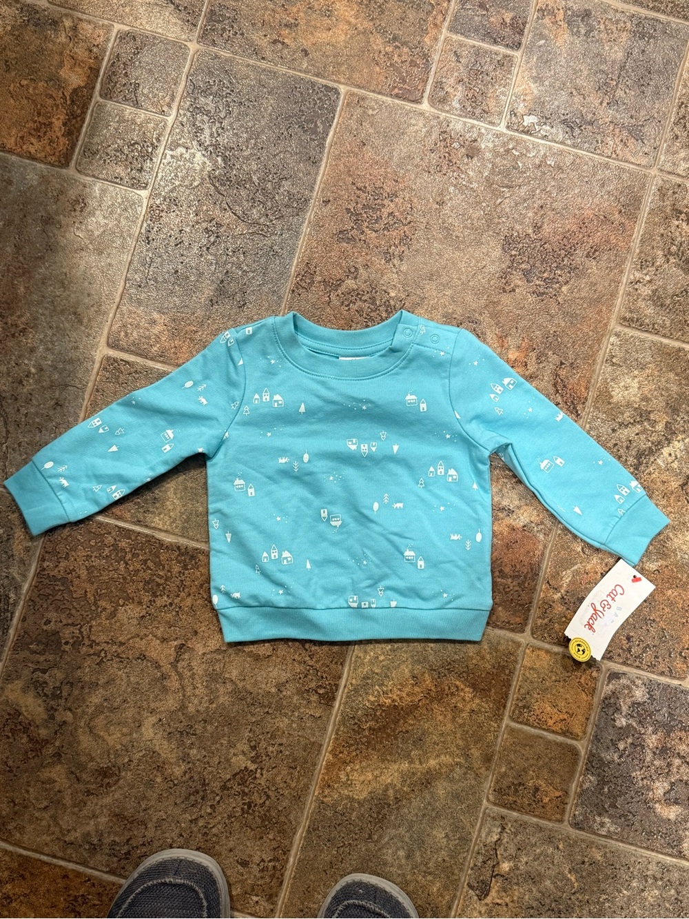 NWT Cat & Jack Aqua Pullover Sweatshirt with White Details